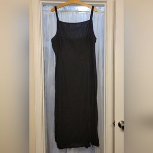 Old Navy Black Linen Slip Dress with Spaghetti Straps